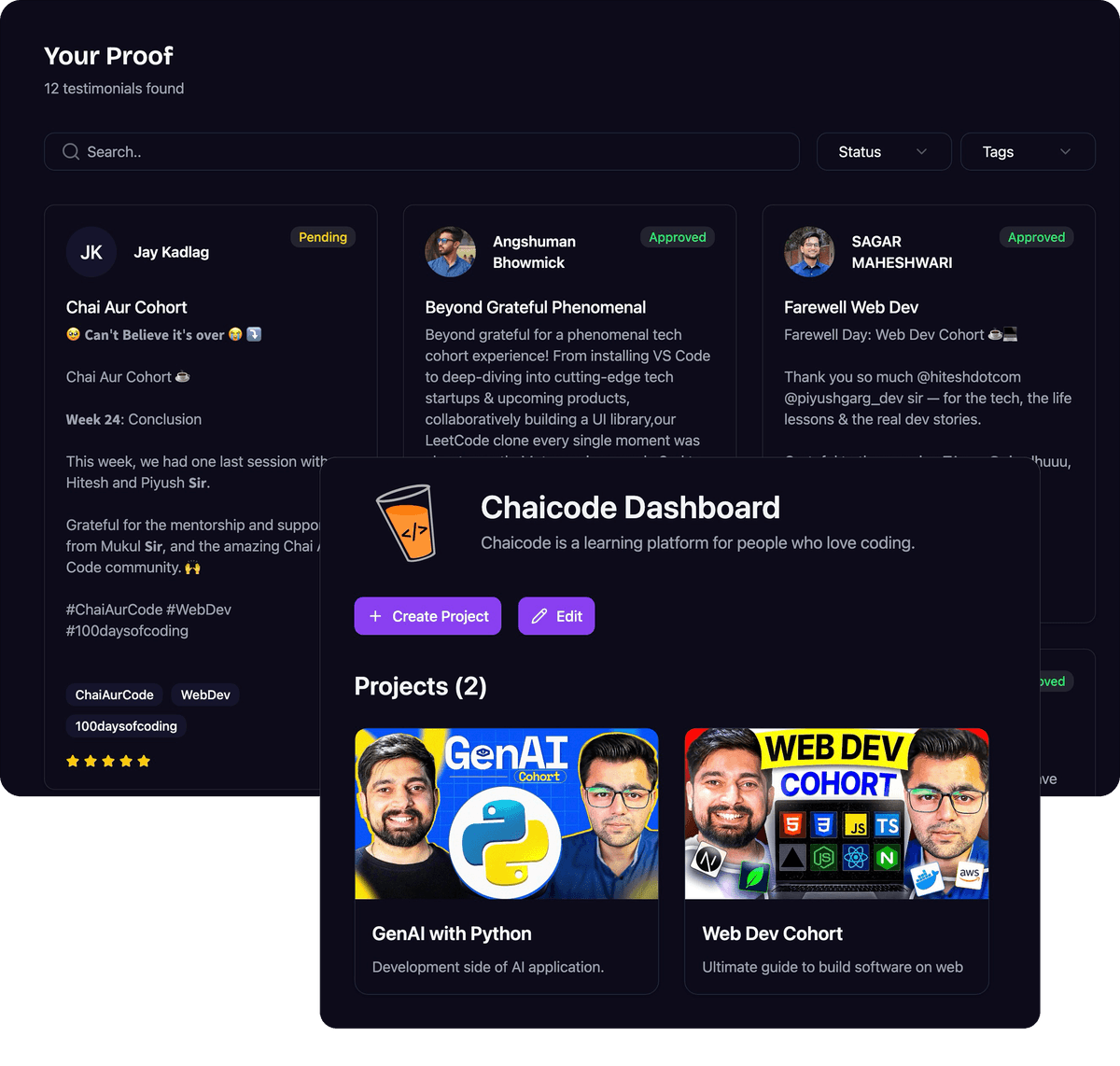 ProofKit dashboard dark